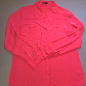 Neon button down blouse